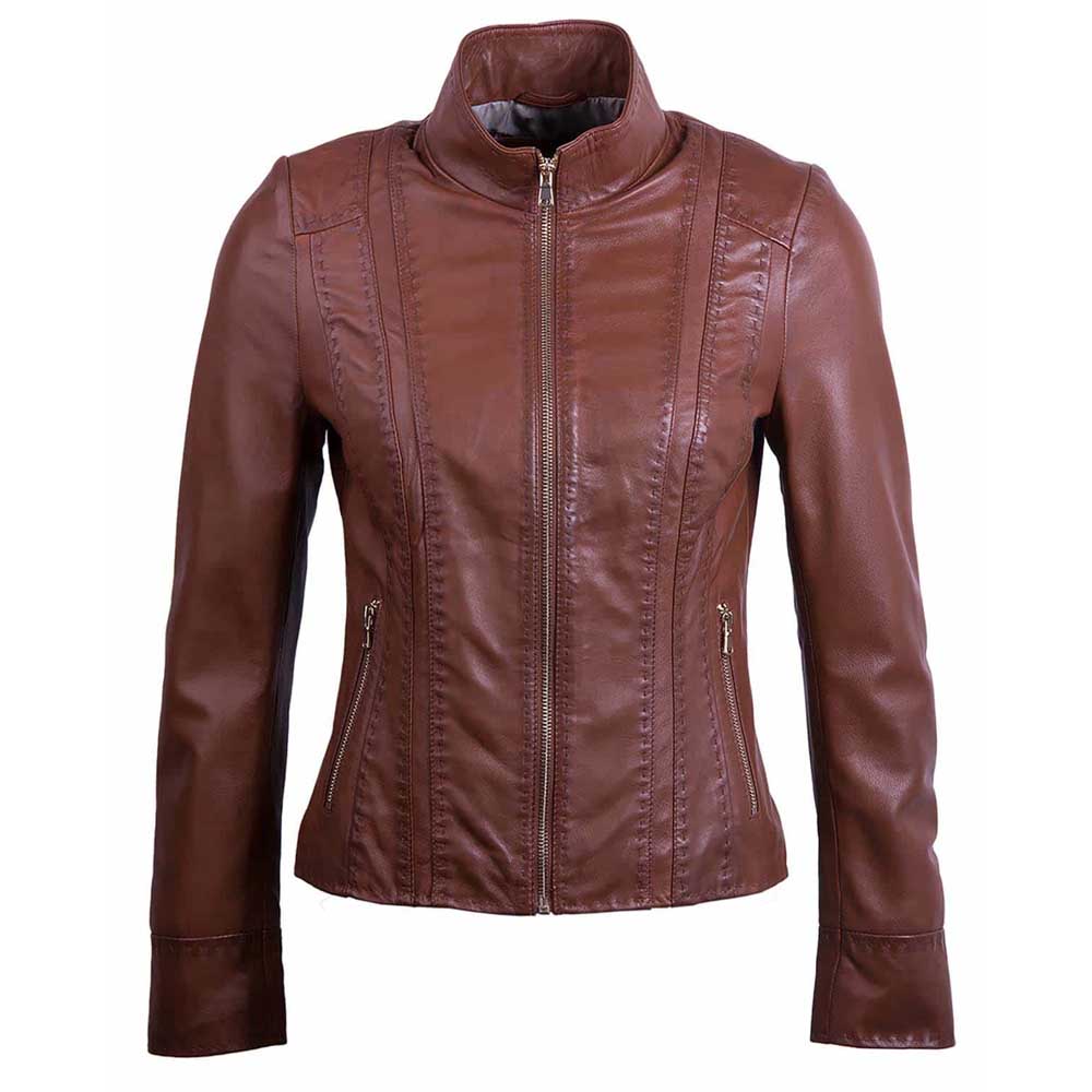 marina-brown-women-leather jacket-front-southwear marina-brown-women-leather-jacket-front-southwear