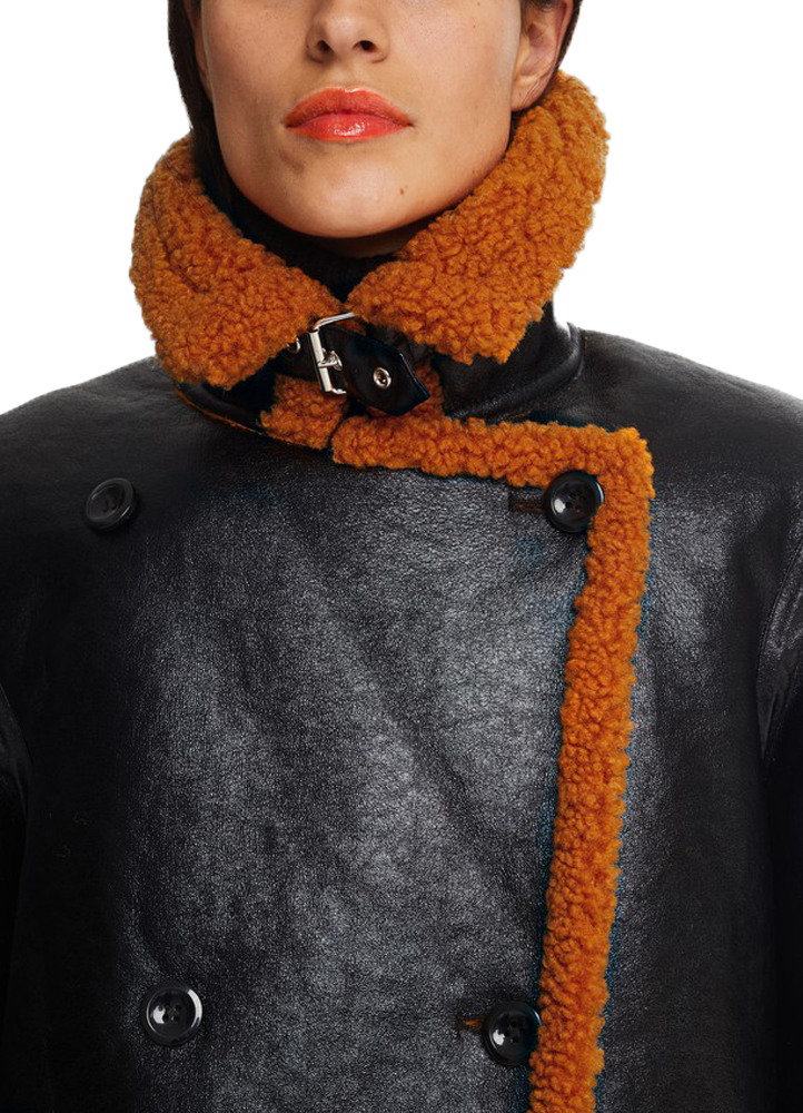 Black-Orange Ladies Shearling Detail marigold-black-orange-ladies-shearling-winter-jacket