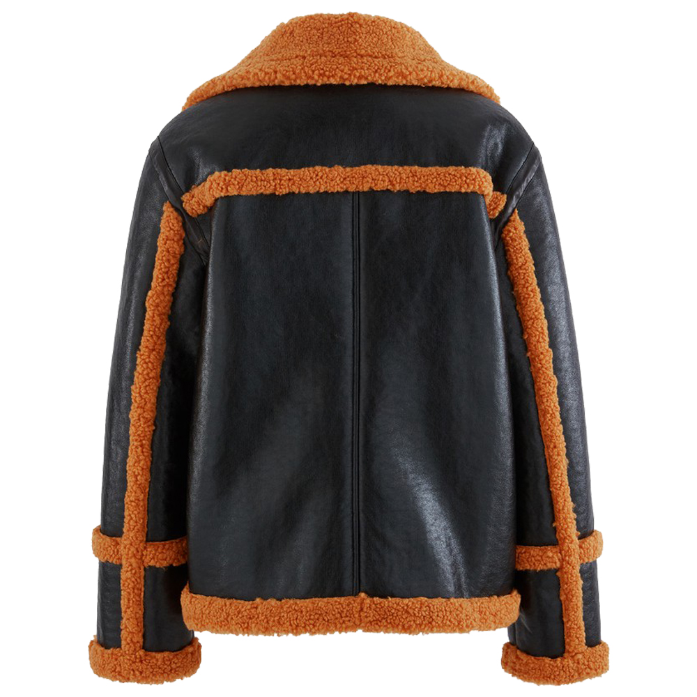 Black-Orange Ladies Shearling back marigold-black-orange-ladies-shearling-winter-jacket