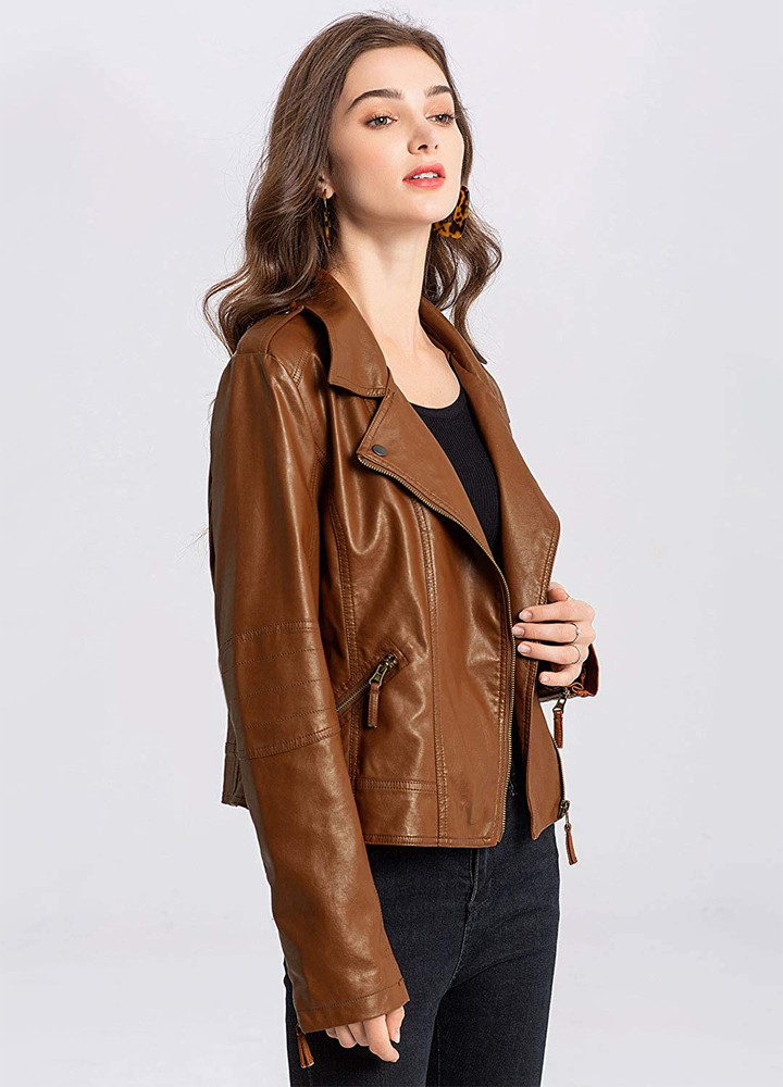 garbo-biker-leather-jacket-women-model-2 ladies-biker-jacket-brown