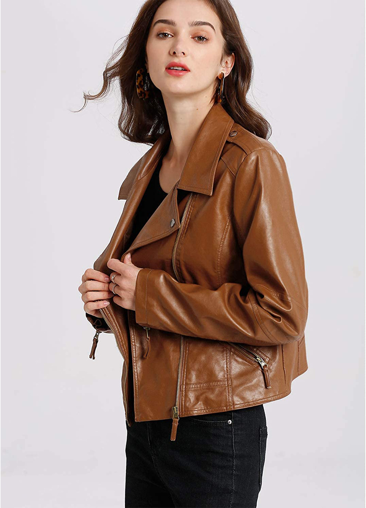 garbo-biker-leather-jacket-women-model-3 ladies-biker-jacket-brown
