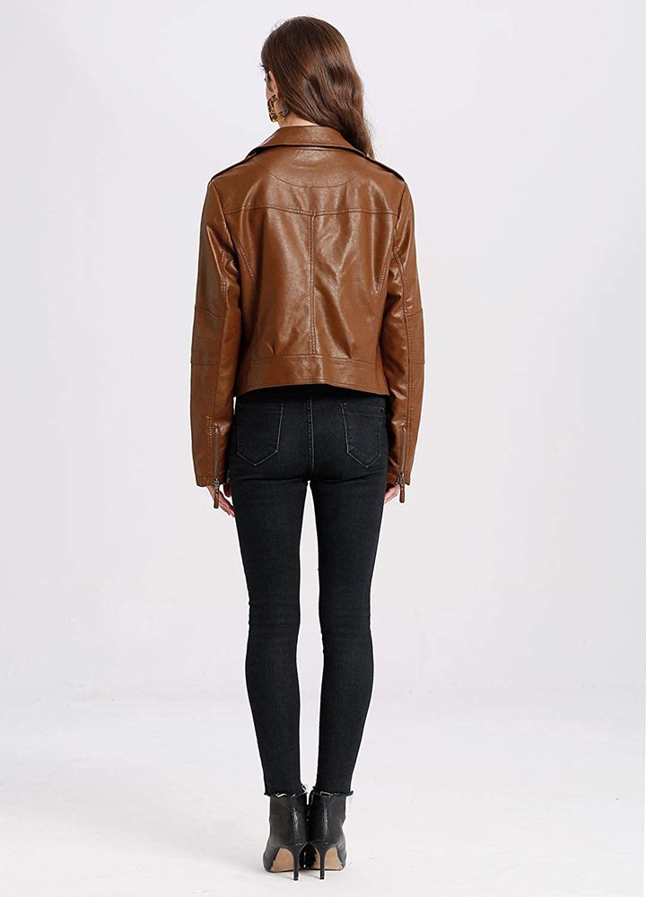 garbo-biker-leather-jacket-women-model-4 ladies-biker-jacket-brown